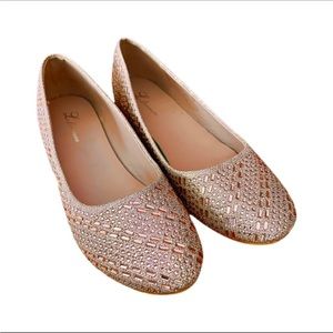 L LORRAINE Women’s Rosegold BRYNNE Rhinestone Sparkle Ballet Flats 10